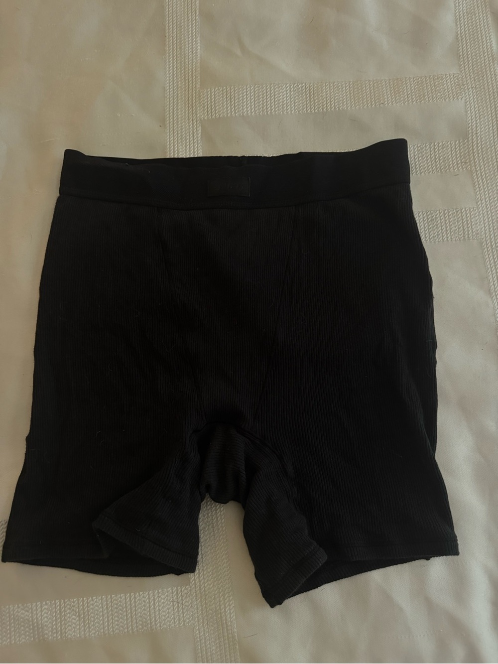 SKIMS Black Ribbed Lounge Shorts XS | Soft Stretchy Biker Shorts